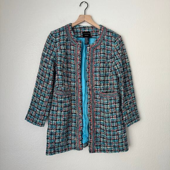 Doncaster Collection Womens Multicolor Tweed Wool Blend Blazer Coat Work Size 10 - Picture 1 of 10